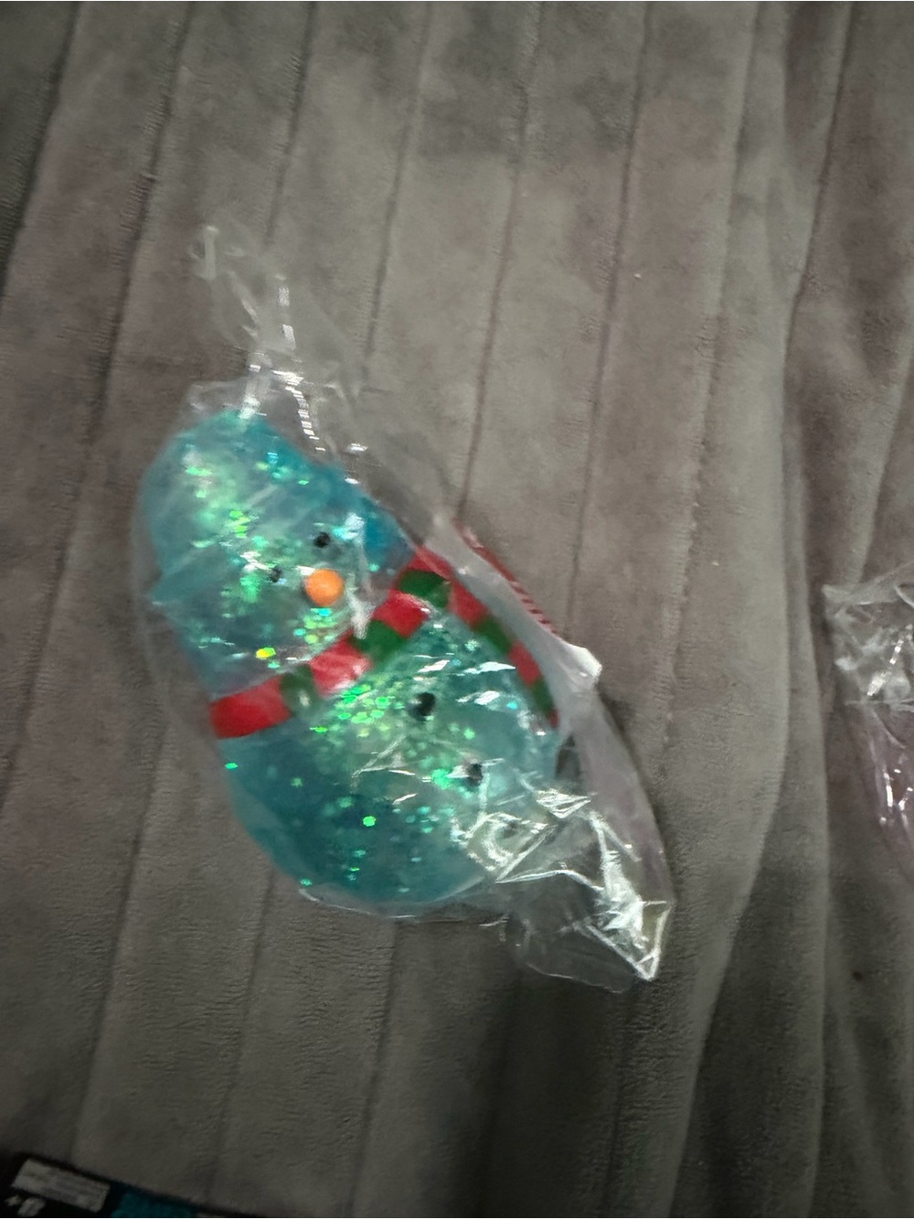 Blue Snowman Squishy Toy with Red Scarf dollar general